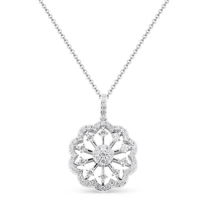 Beautiful Hand Crafted 14K White Gold White Diamond Milano Collection Pendant