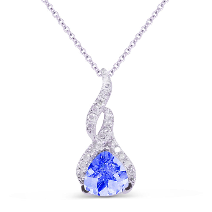 Beautiful Hand Crafted 14K White Gold 6MM Created Sapphire And Diamond Essentials Collection Pendant