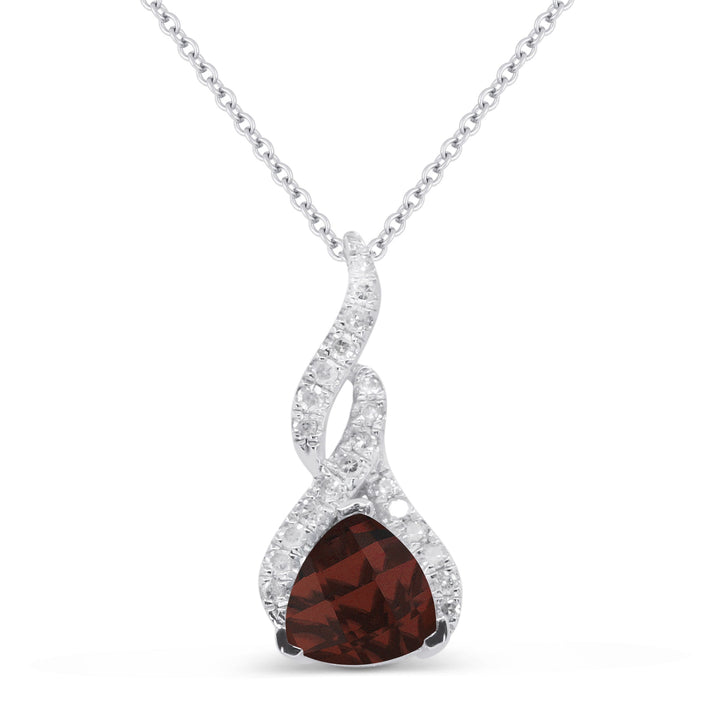 Beautiful Hand Crafted 14K White Gold 6MM Garnet And Diamond Essentials Collection Pendant