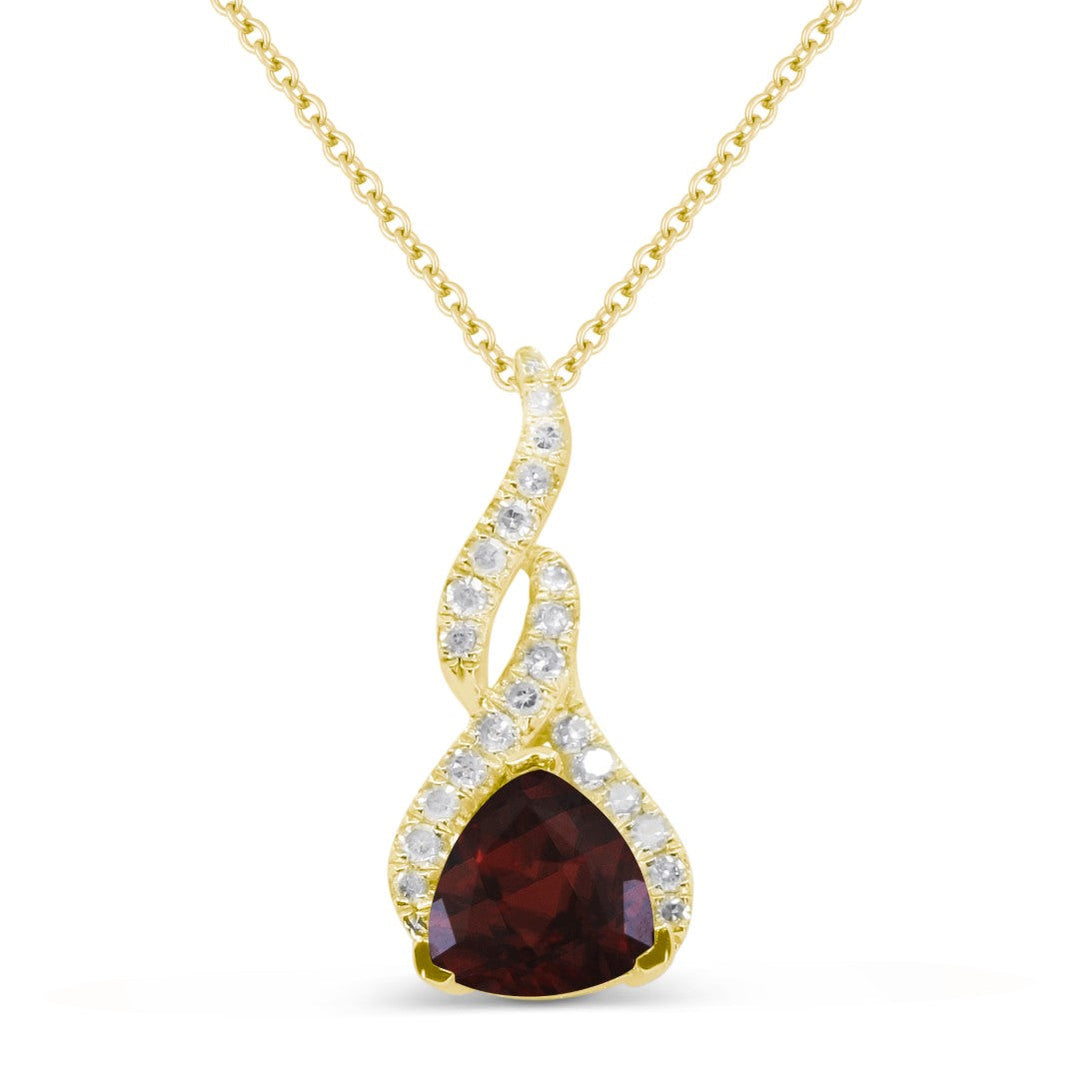 Beautiful Hand Crafted 14K Yellow Gold 6MM Garnet And Diamond Essentials Collection Pendant