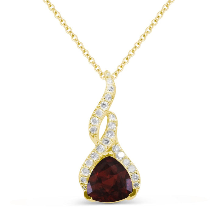 Beautiful Hand Crafted 14K Yellow Gold 6MM Garnet And Diamond Essentials Collection Pendant