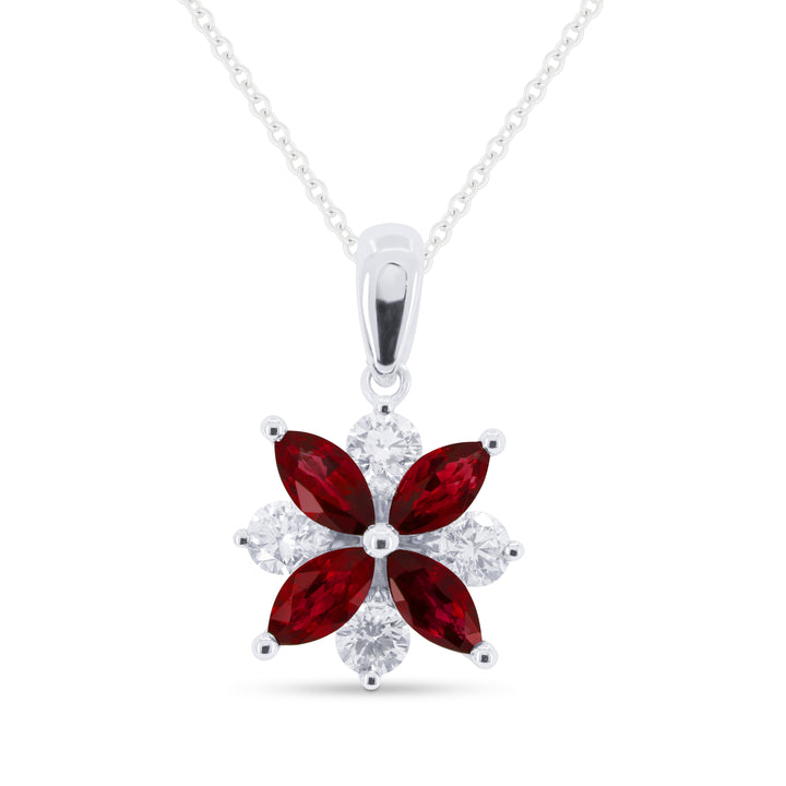 Beautiful Hand Crafted 14K White Gold  Ruby And Diamond Arianna Collection Pendant