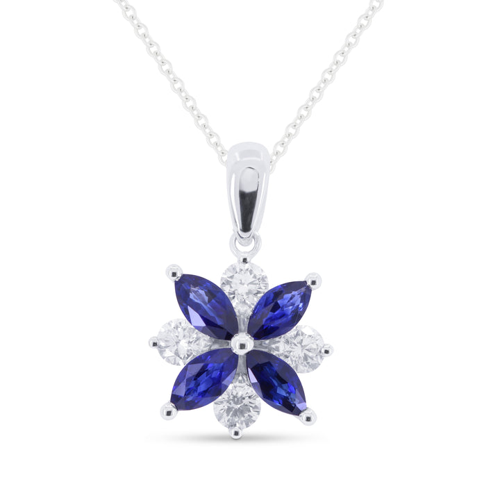 Beautiful Hand Crafted 14K White Gold  Sapphire And Diamond Arianna Collection Pendant
