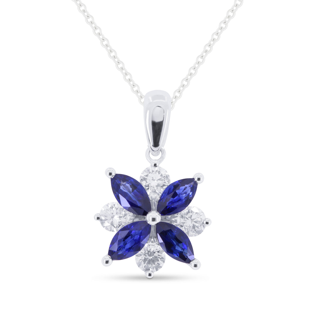 Beautiful Hand Crafted 14K White Gold  Sapphire And Diamond Arianna Collection Pendant