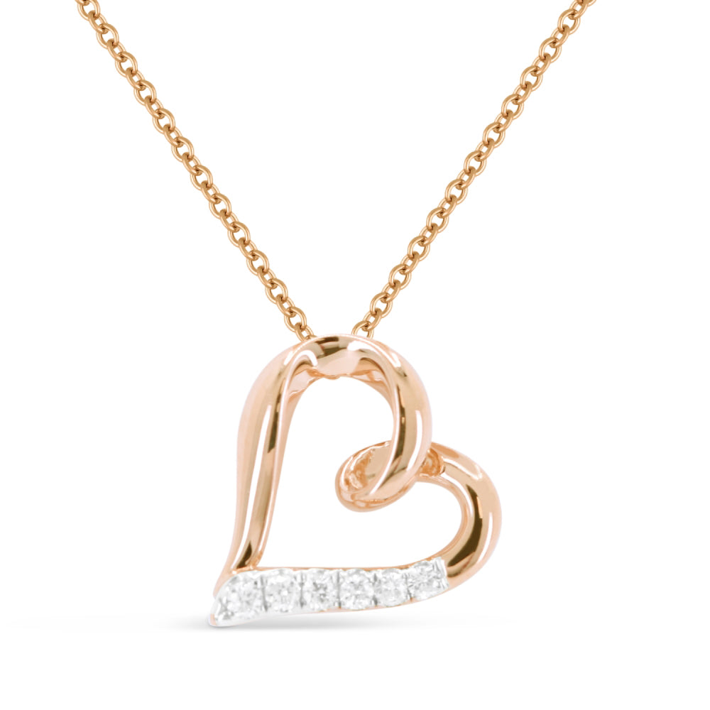 Beautiful Hand Crafted 14K Rose Gold White Diamond Milano Collection Pendant