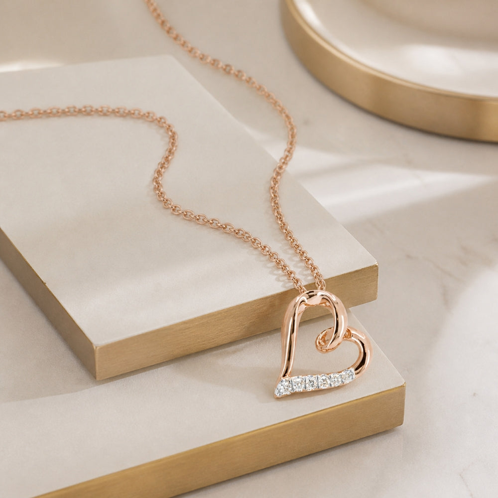 N1733 - 14K Gold Diamond Heart Pendant