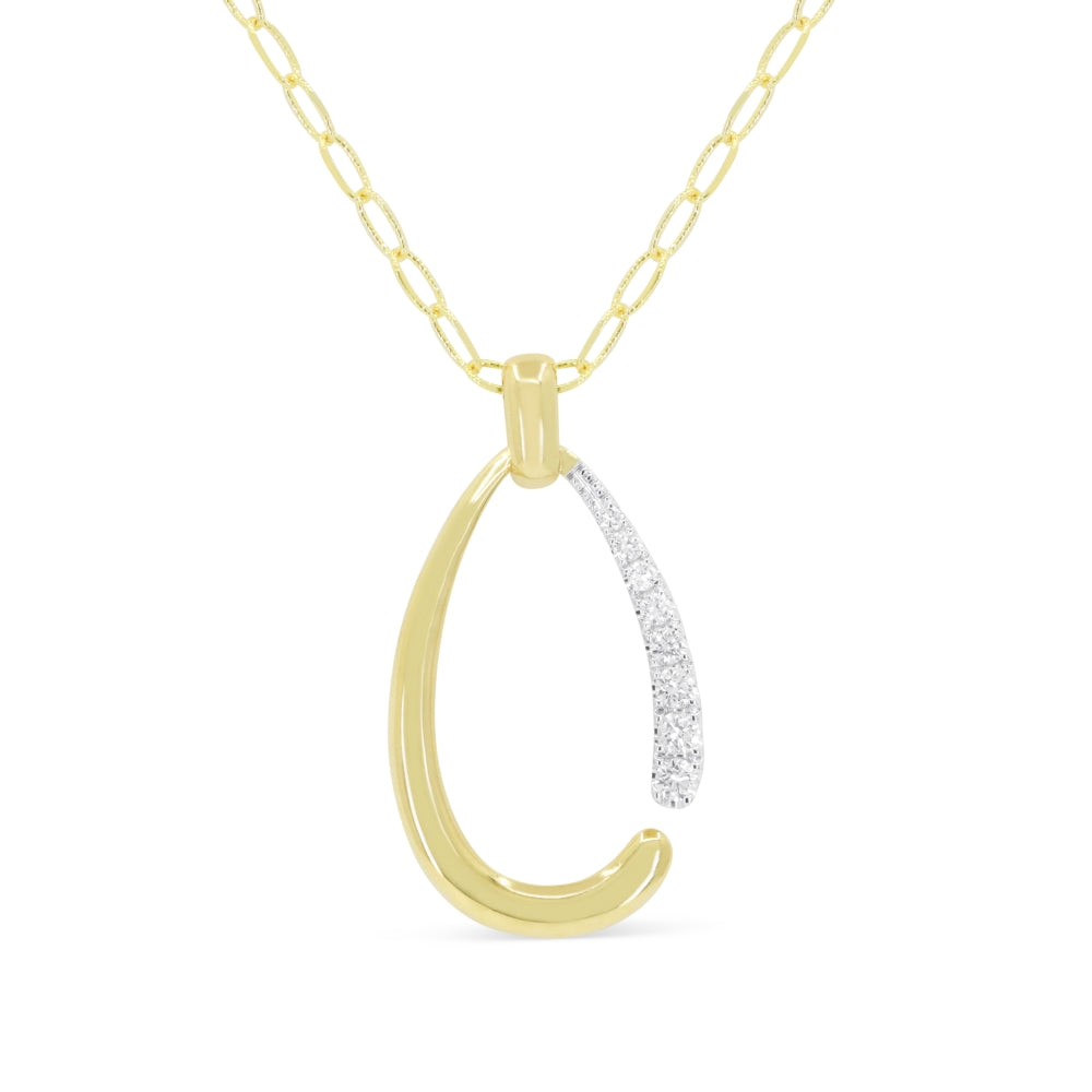 Beautiful Hand Crafted 14K Yellow Gold White Diamond Milano Collection Pendant