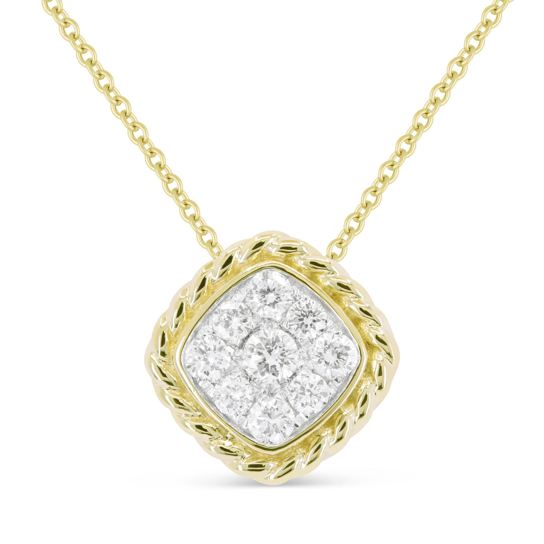 Beautiful Hand Crafted 14K Yellow Gold White Diamond Milano Collection Necklace