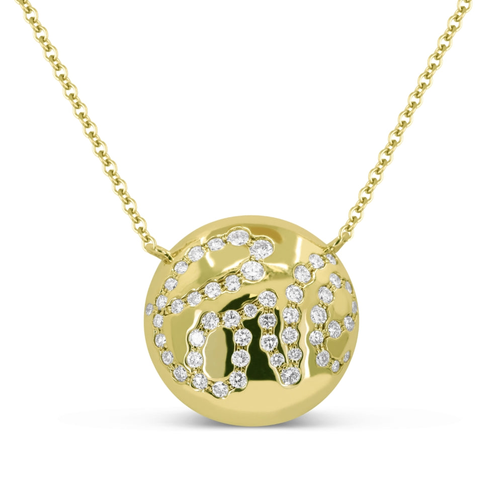 Beautiful Hand Crafted 14K Yellow Gold White Diamond Milano Collection Necklace