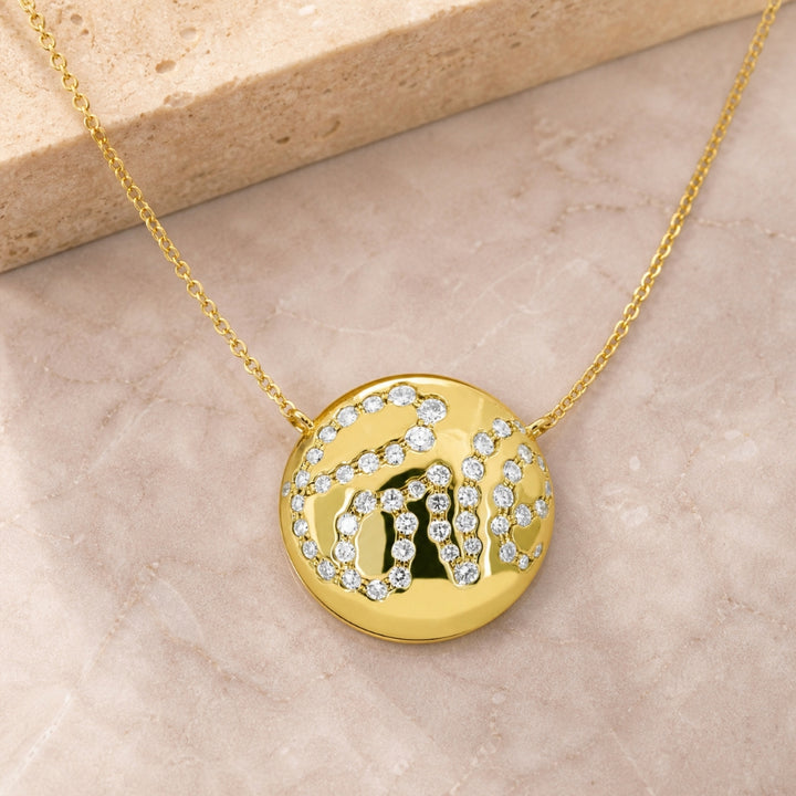 N1742 - 14K Yellow Gold Diamond Round Necklace