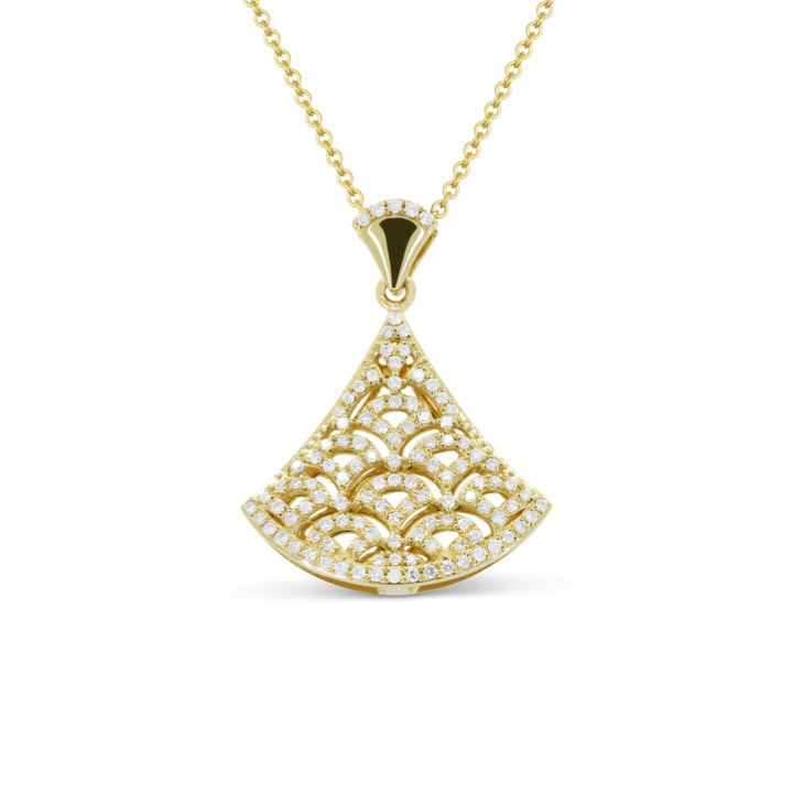 Beautiful Hand Crafted 14K Yellow Gold White Diamond Milano Collection Pendant