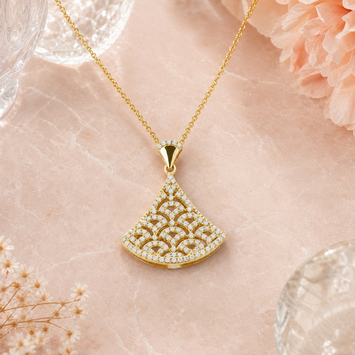 N1744 - 14K Yellow Gold Diamond Pear Pendant