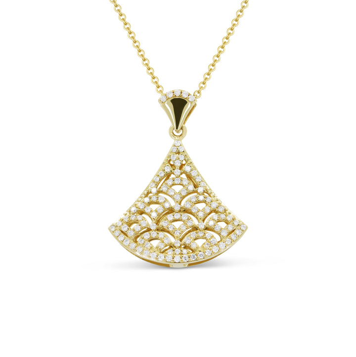 Beautiful Hand Crafted 14K Yellow Gold White Diamond Milano Collection Pendant