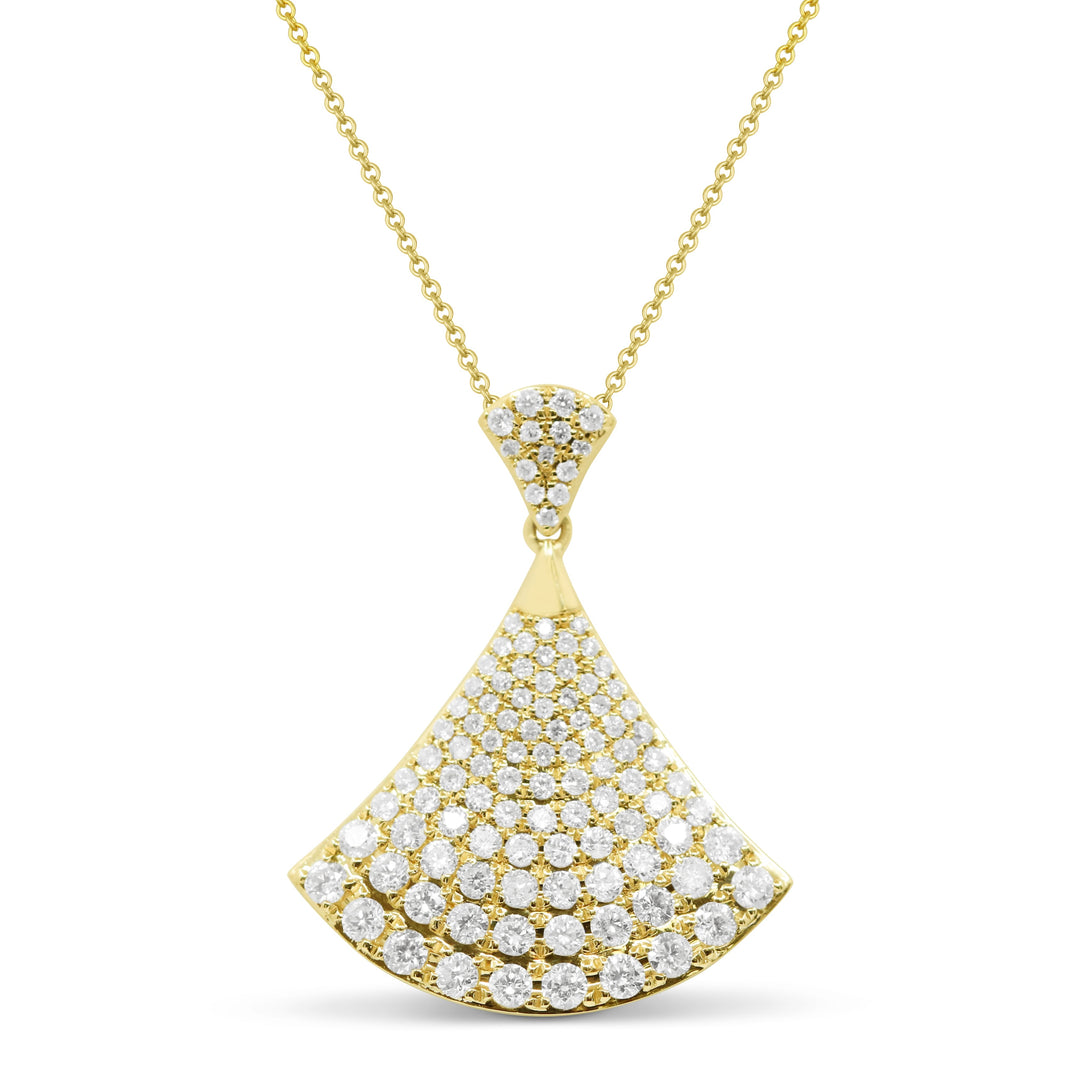 Beautiful Hand Crafted 14K Yellow Gold White Diamond Milano Collection Pendant