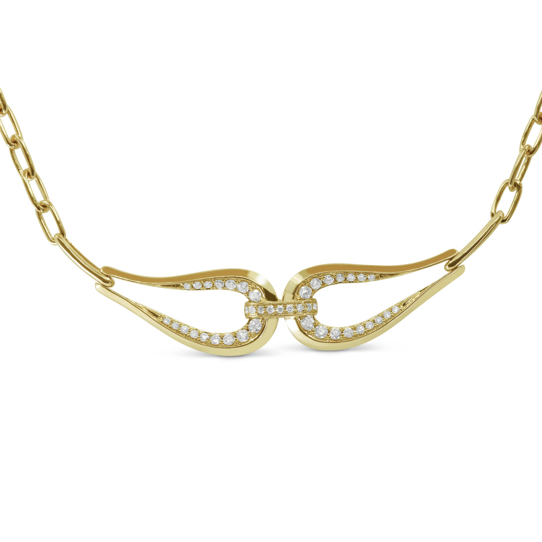 Beautiful Hand Crafted 14K Yellow Gold White Diamond Milano Collection Necklace