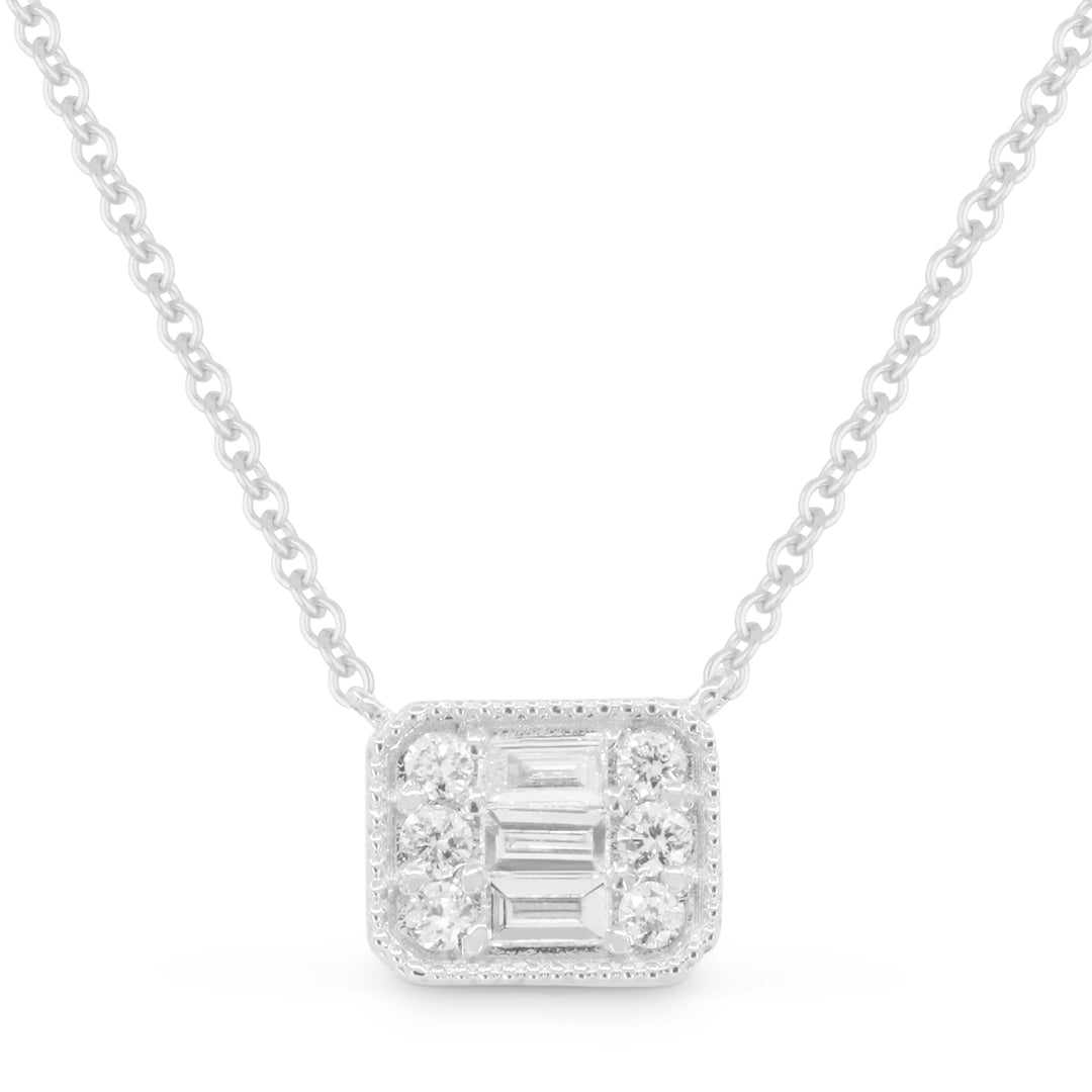 Beautiful Hand Crafted 14K White Gold White Diamond Milano Collection Necklace