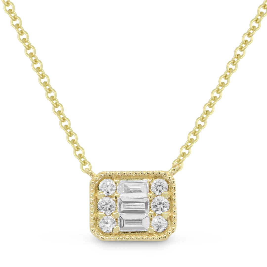 Beautiful Hand Crafted 14K Yellow Gold White Diamond Milano Collection Necklace