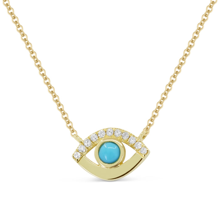 Madison L 14K Yellow Gold Turquoise Evil Eye Necklace - style N1751TQY
