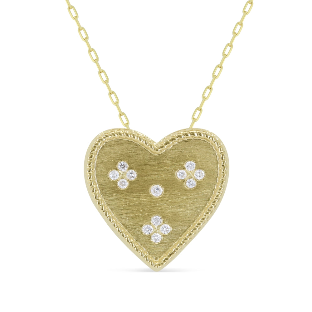 Beautiful Hand Crafted 14K Yellow Gold White Diamond Milano Collection Pendant
