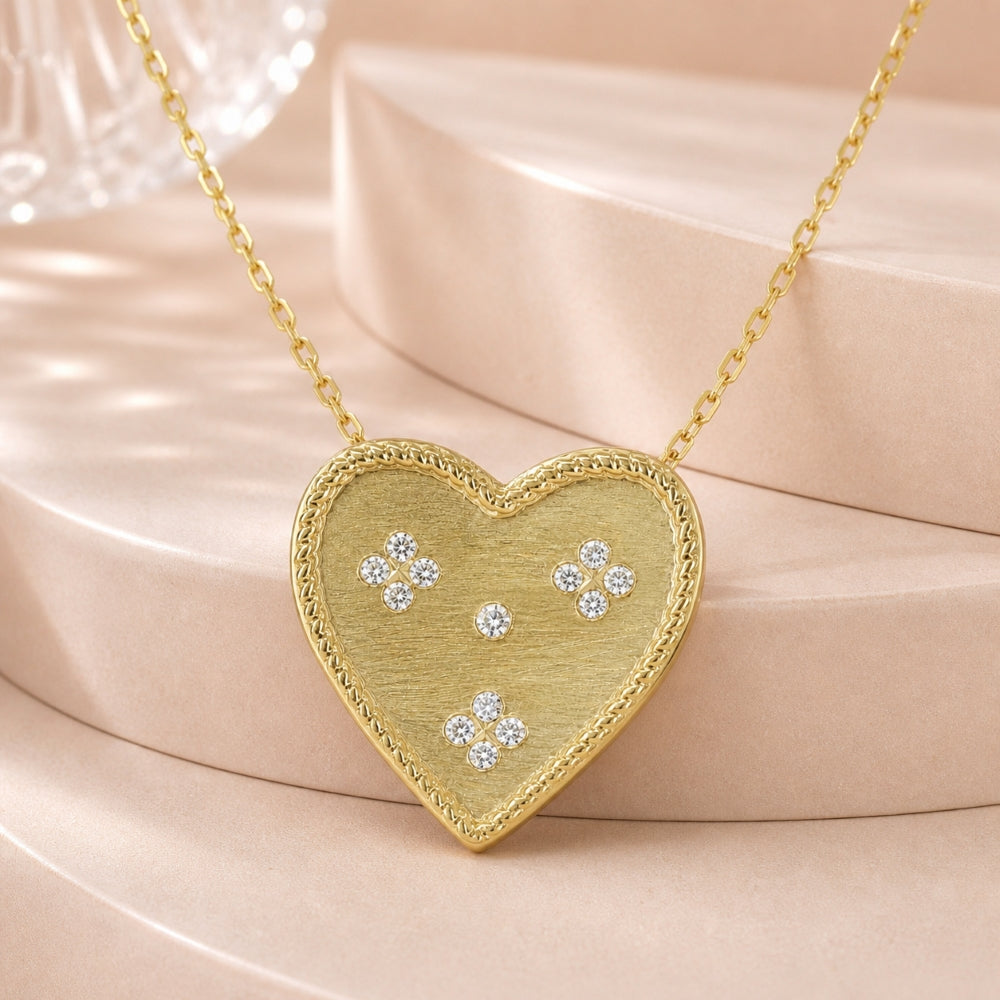 N1753 - 14K Yellow Gold Diamond Heart Pendant