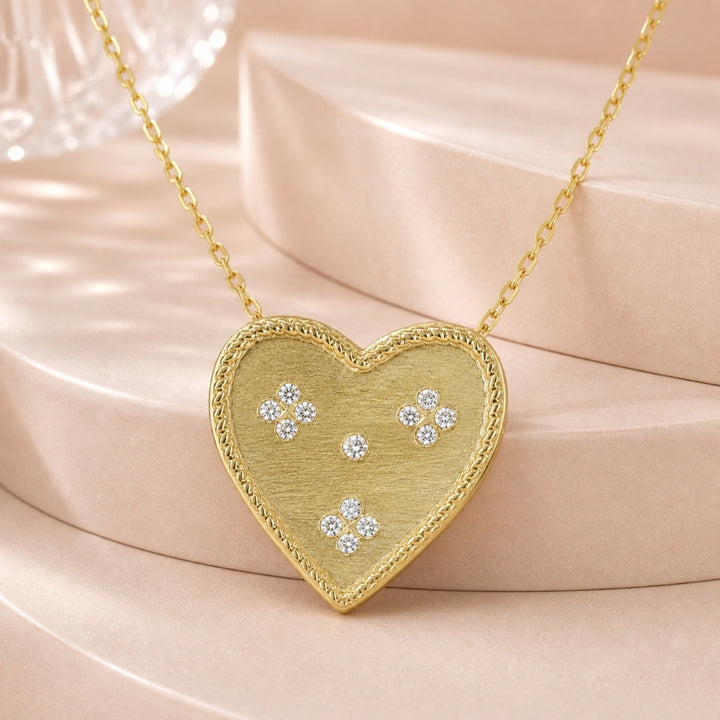 N1753 - 14K Yellow Gold Diamond Heart Pendant