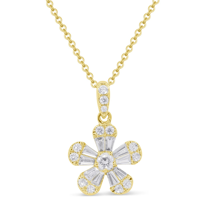 Beautiful Hand Crafted 14K Yellow Gold White Diamond Milano Collection Pendant