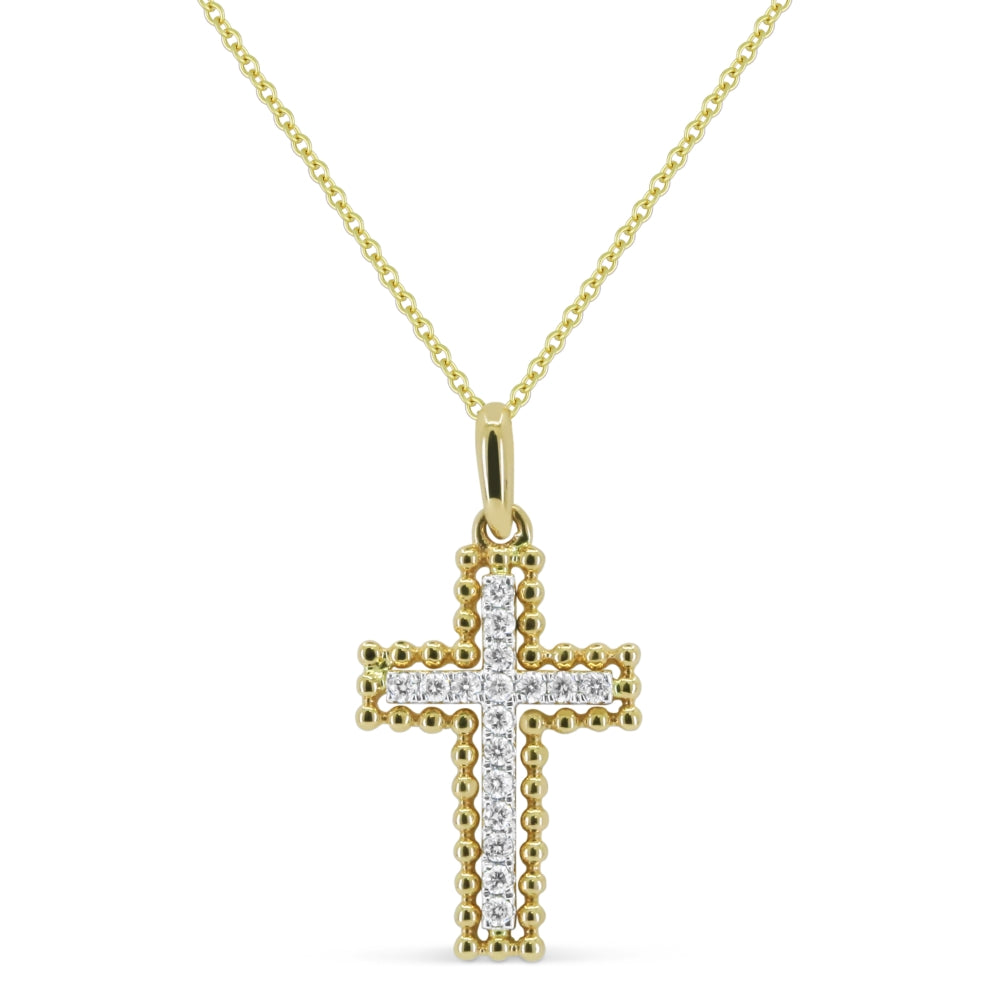 Beautiful Hand Crafted 14K Yellow Gold White Diamond Religious Collection Pendant