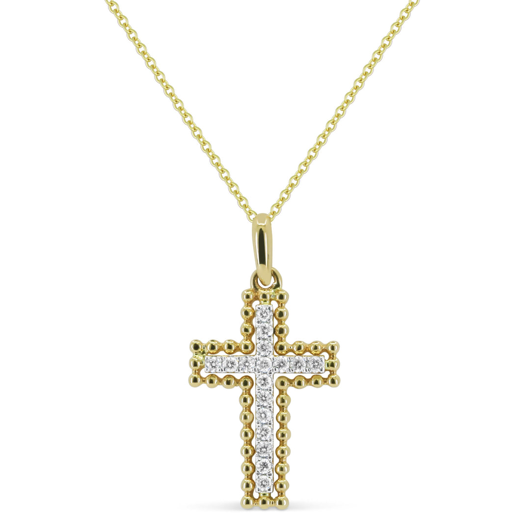 Beautiful Hand Crafted 14K Yellow Gold White Diamond Religious Collection Pendant