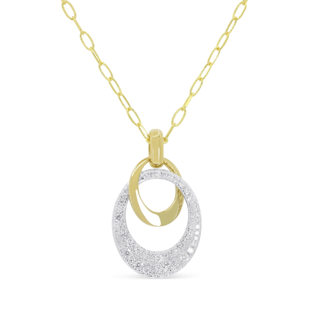 Beautiful Hand Crafted 14K Two Tone Gold White Diamond Milano Collection Pendant