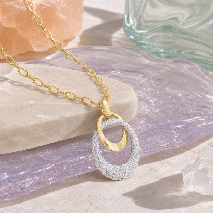 N1769 - 14K Two Tone Gold Diamond Pendant