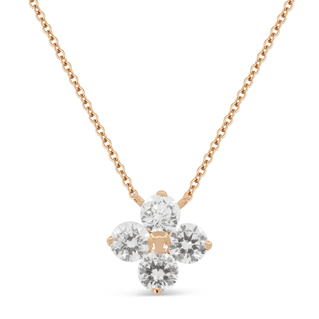 Beautiful Hand Crafted 14K Rose Gold White Diamond Milano Collection Necklace