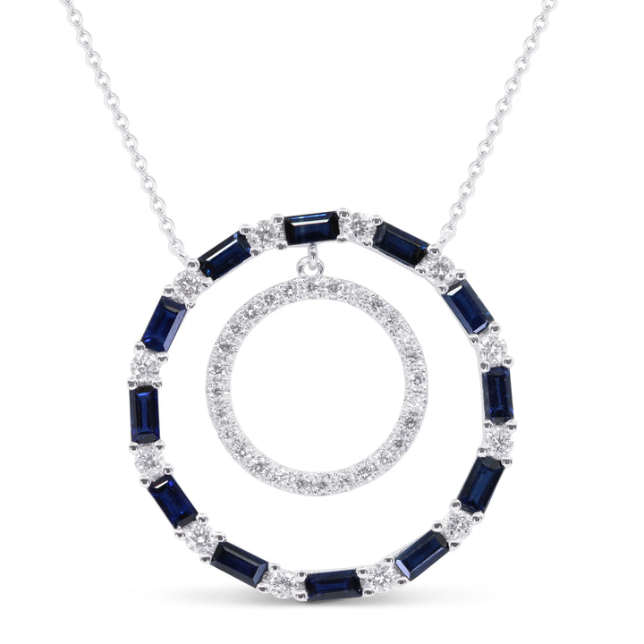 Beautiful Hand Crafted 14K White Gold  Sapphire And Diamond Arianna Collection Necklace