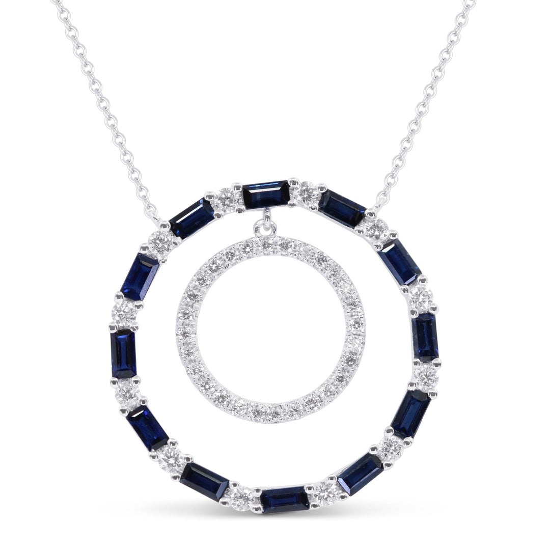 Beautiful Hand Crafted 14K White Gold  Sapphire And Diamond Arianna Collection Necklace