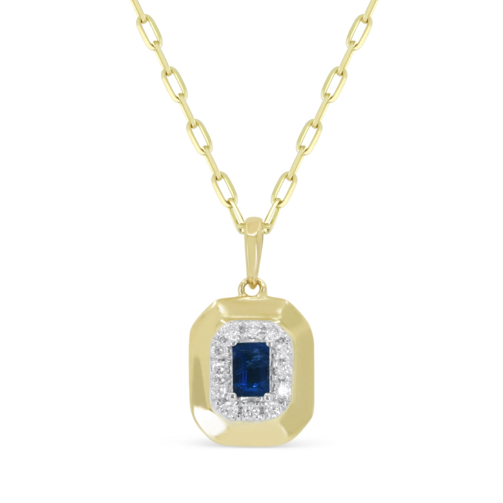 Beautiful Hand Crafted 14K Yellow Gold  Sapphire And Diamond Arianna Collection Pendant