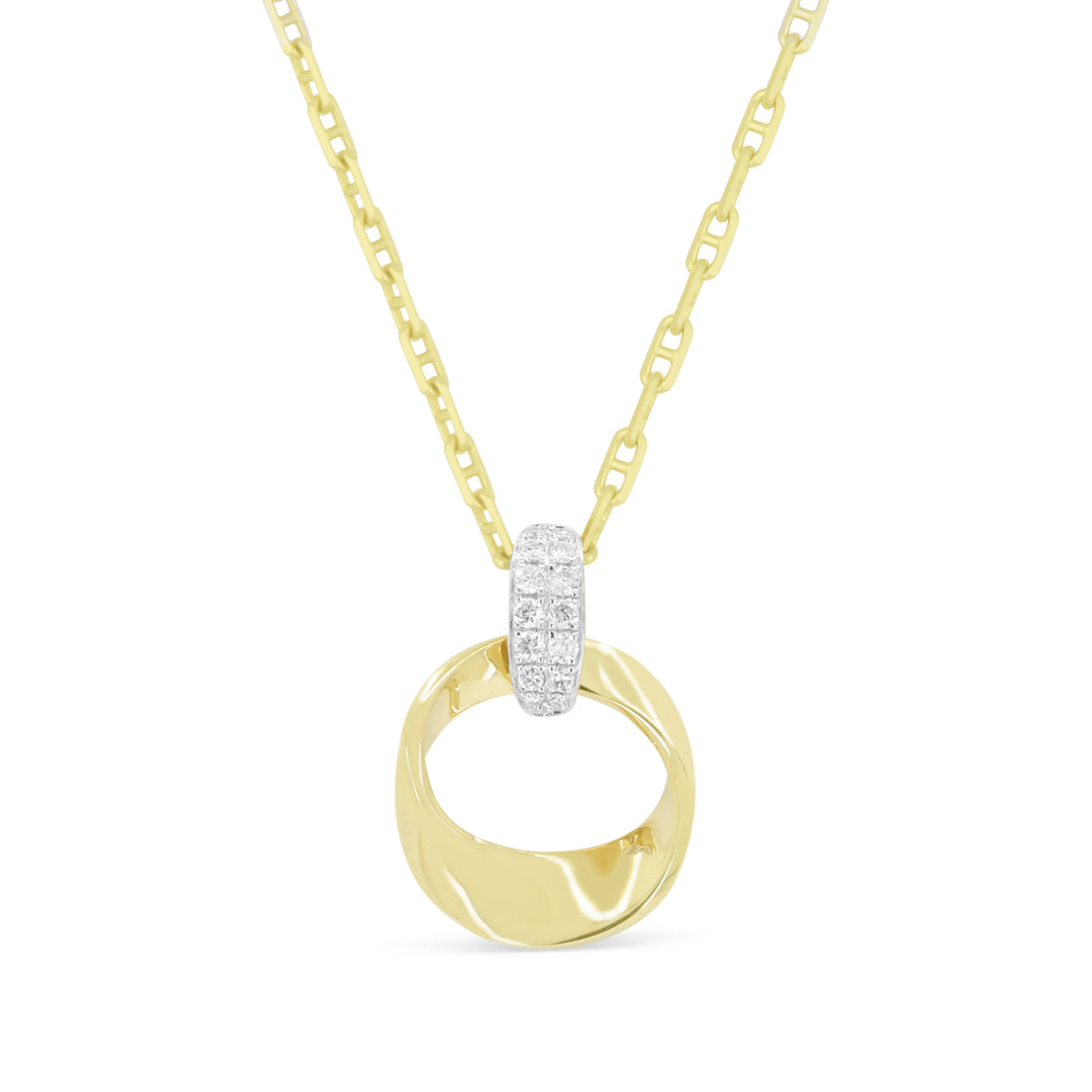 Beautiful Hand Crafted 14K Two Tone Gold White Diamond Milano Collection Pendant
