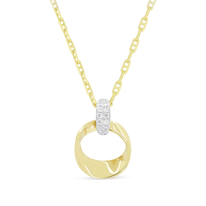 Beautiful Hand Crafted 14K Yellow Gold White Diamond Milano Collection Pendant
