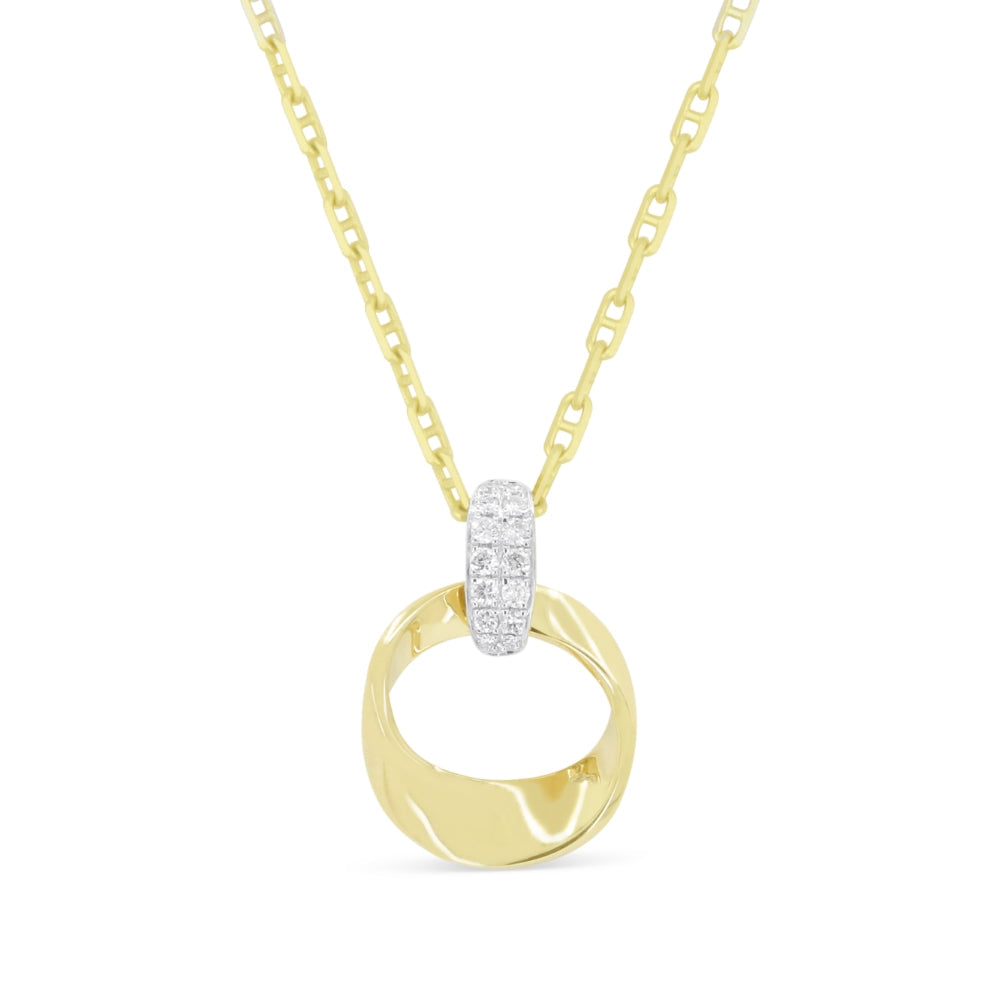 Beautiful Hand Crafted 14K Yellow Gold White Diamond Milano Collection Necklace