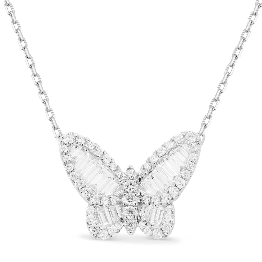 Beautiful Hand Crafted 14K White Gold White Diamond Milano Collection Necklace