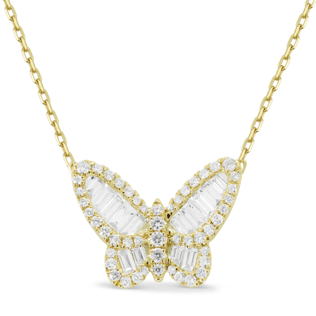 Beautiful Hand Crafted 14K Yellow Gold White Diamond Milano Collection Necklace