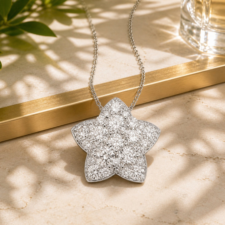 N1780 - 14K White Gold Diamond Star Pendant