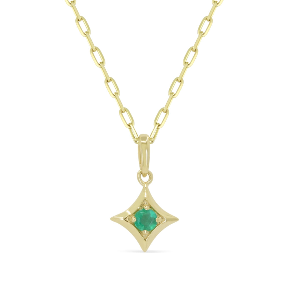 Beautiful Hand Crafted 14K Yellow Gold  Emerald And Diamond Arianna Collection Pendant