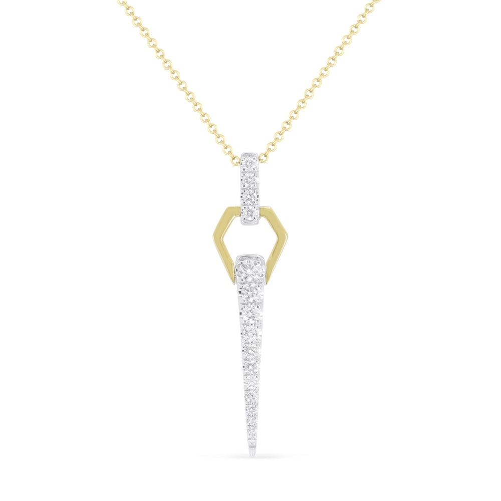 Beautiful Hand Crafted 14K Two Tone Gold White Diamond Milano Collection Pendant