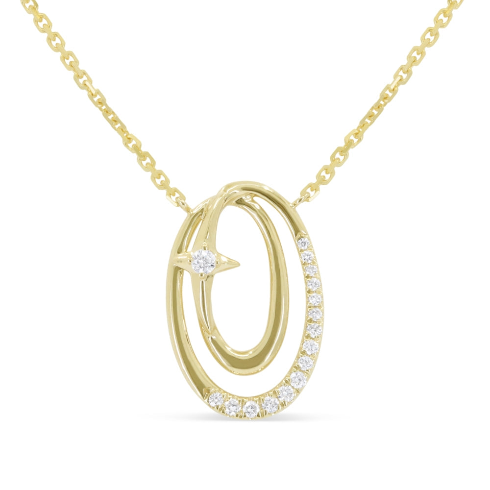 Beautiful Hand Crafted 14K Yellow Gold White Diamond Milano Collection Necklace