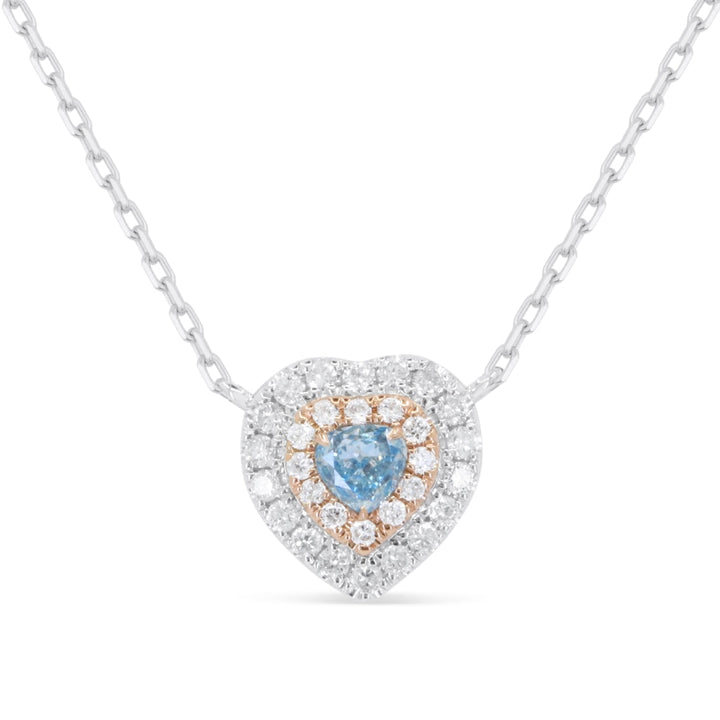 Beautiful Hand Crafted 14K White Gold  Blue Diamond And Diamond Milano Collection Necklace