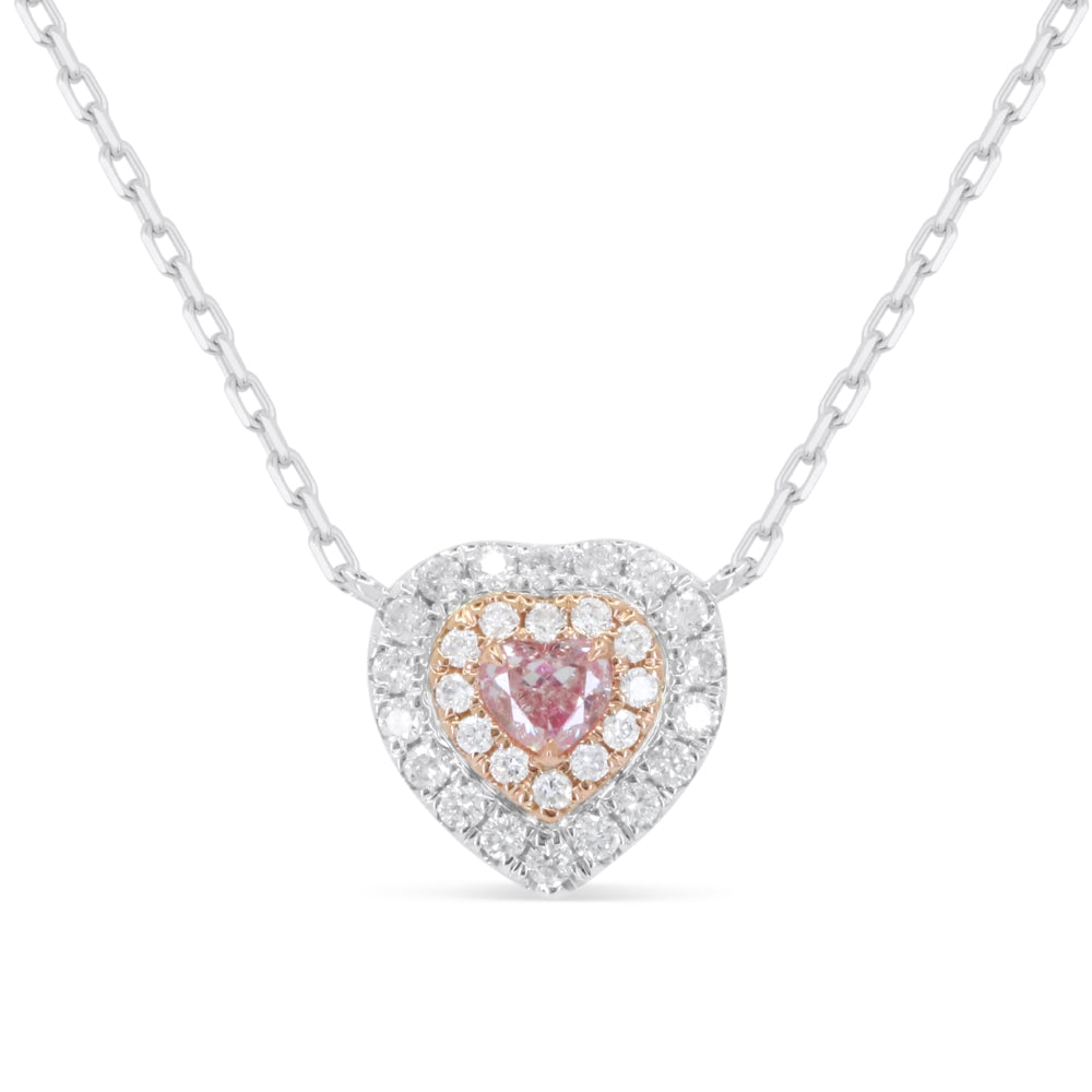 Beautiful Hand Crafted 14K White Gold  Fancy Pink Diamond And Diamond Milano Collection Necklace