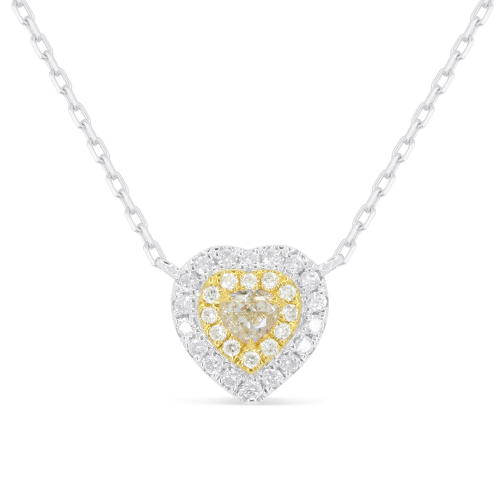 Beautiful Hand Crafted 14K White Gold  Fancy Yellow Diamond And Diamond Milano Collection Necklace