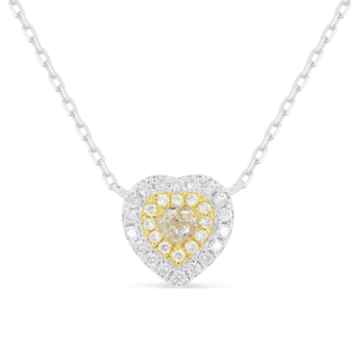 Beautiful Hand Crafted 14K White Gold  Fancy Yellow Diamond And Diamond Milano Collection Necklace