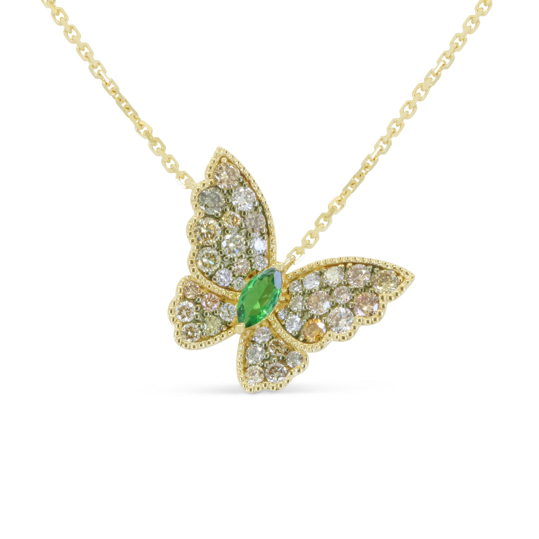 Beautiful Hand Crafted 14K Yellow Gold  Multi Colored Sapphire And Diamond Milano Collection Necklace