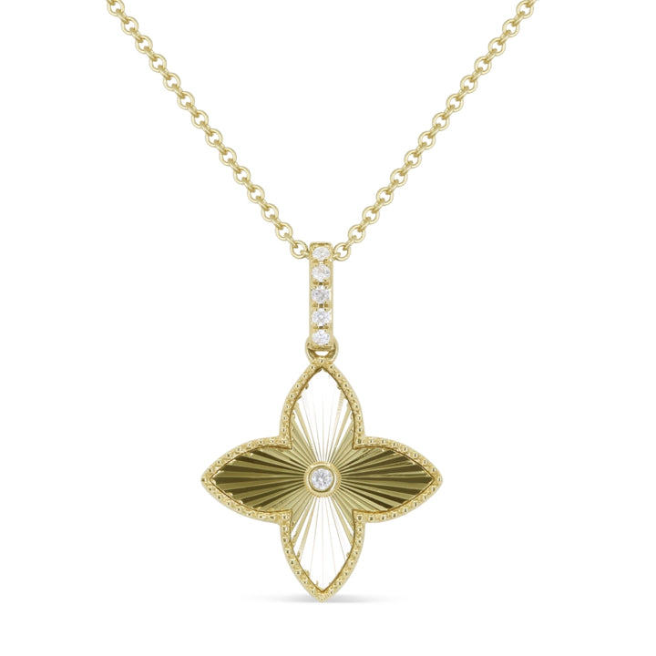 Madison L 14K Yellow Gold Diamond Flower Pendant - style N1794Y