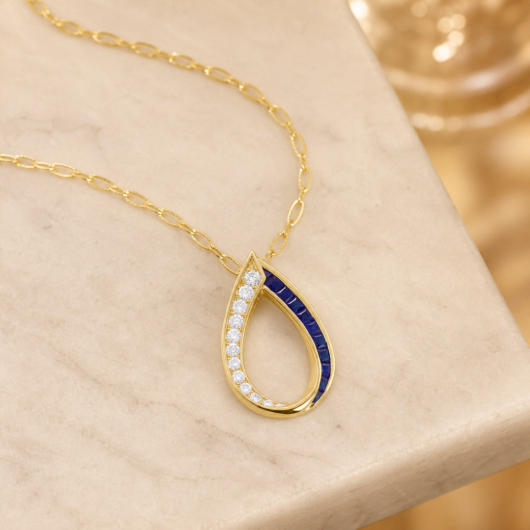 N1795 - 14K Gold Emerald, Ruby & Sapphire Pendant